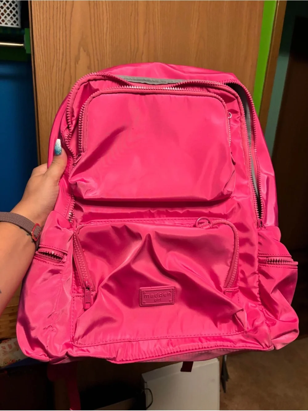 Steve Madden Hot Pink Nylon Backpack with Front Pockets